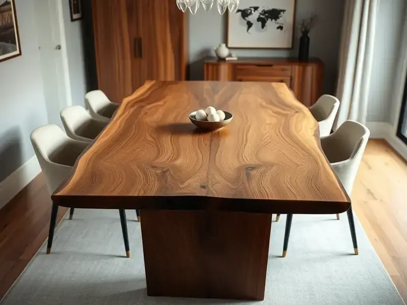Custom dining table handcrafted from solid walnut