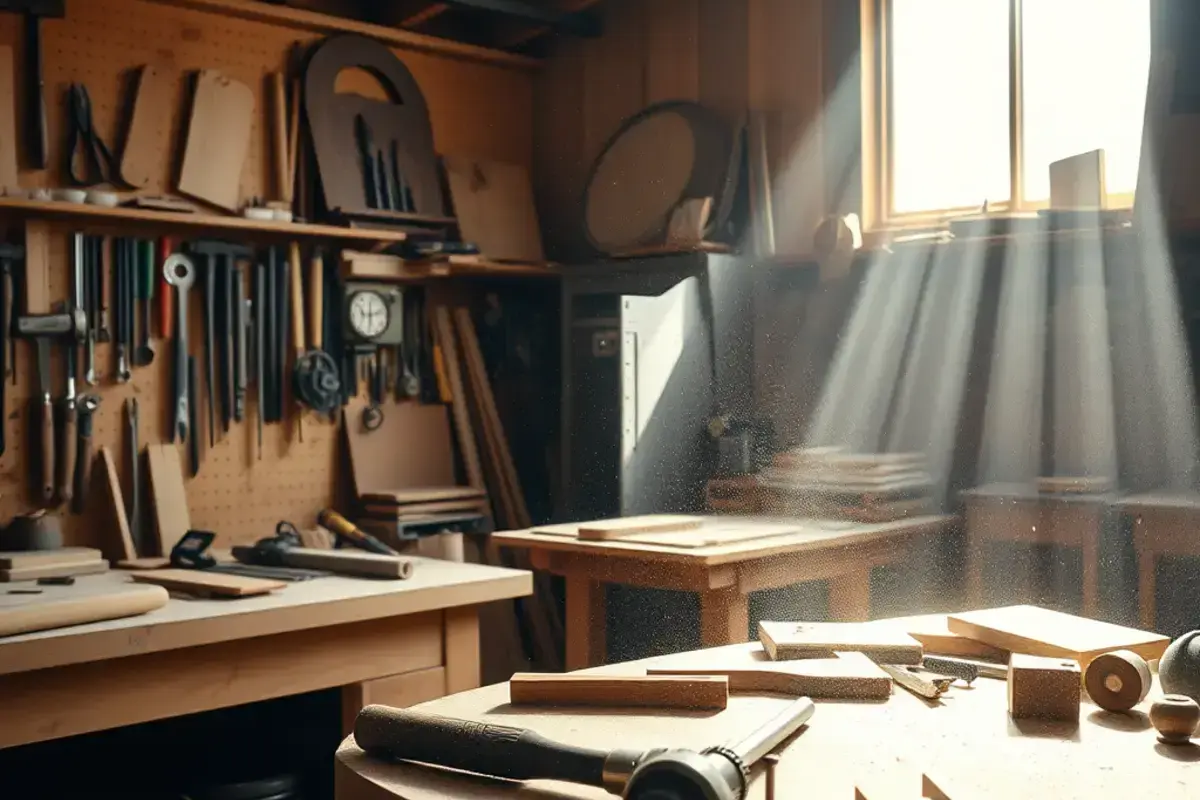 Our woodworking workshop with tools and craftsmanship