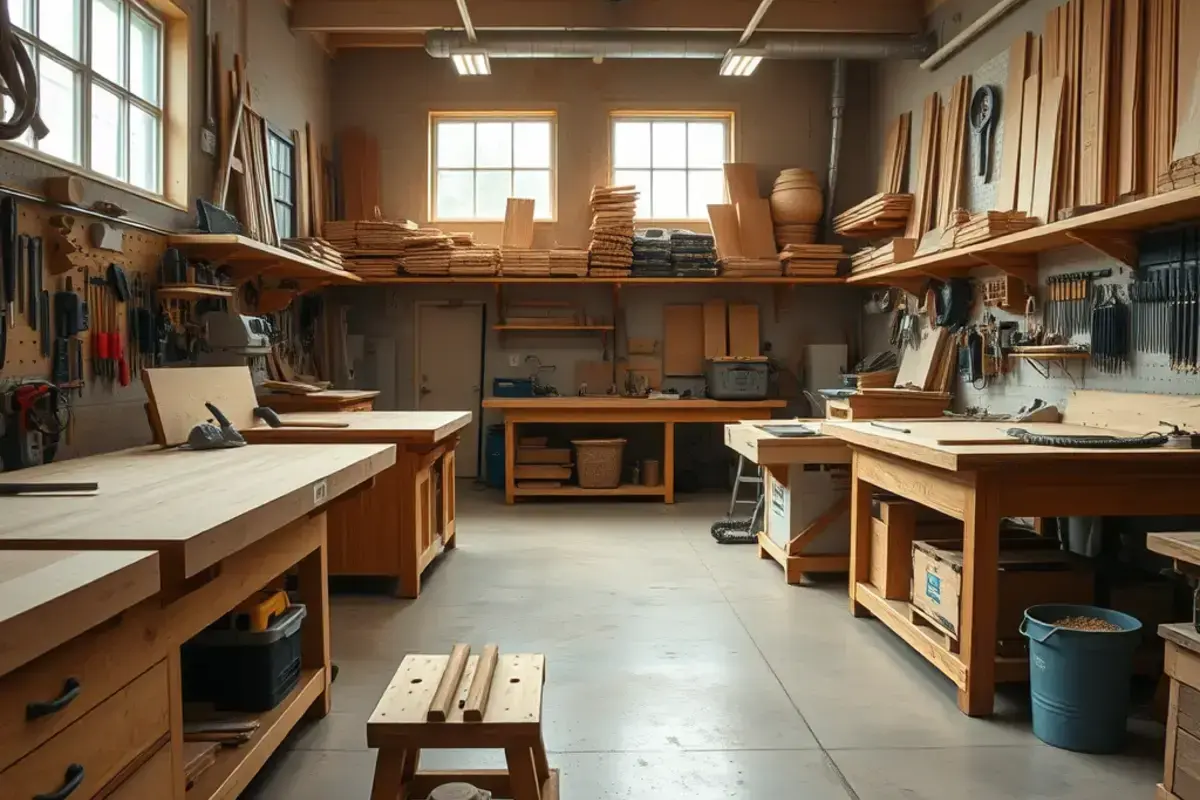 Our workshop with various projects in progress